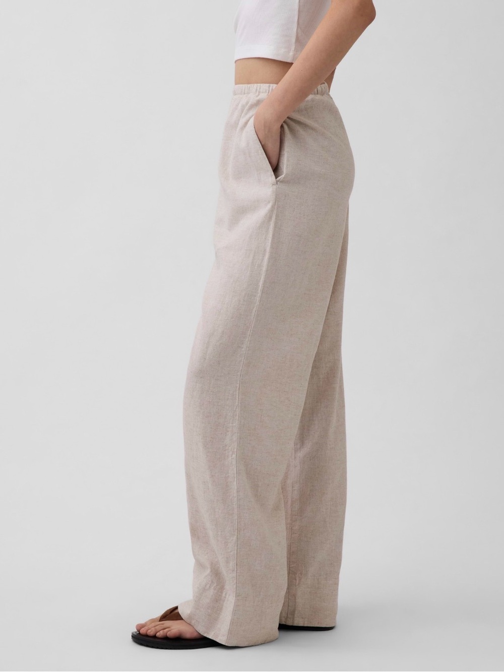 Gap linen blend easy wide length pants - Picture 3 of 8